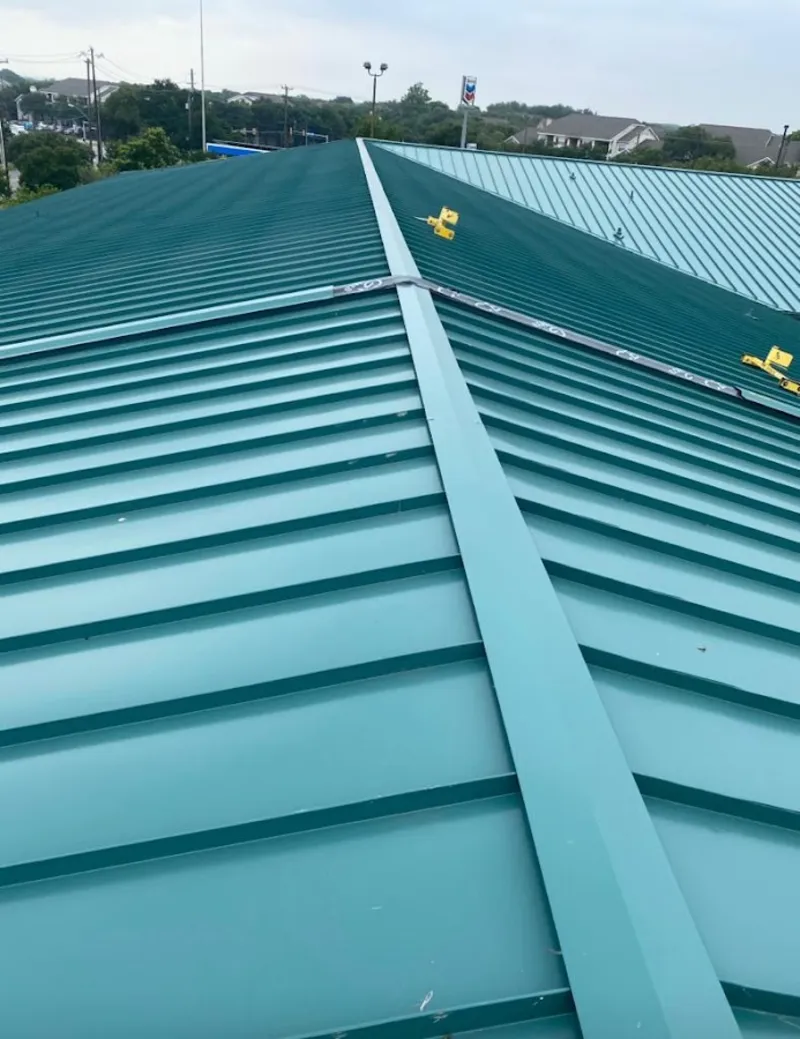 Green commercial metal roof ridge and valley for Metal Roof Repair in Five Corners